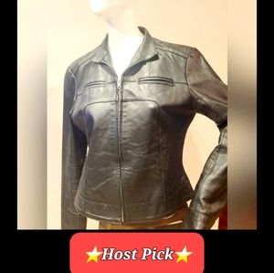 Le Chateau Vintage Leather Moto Jacket. Size Med